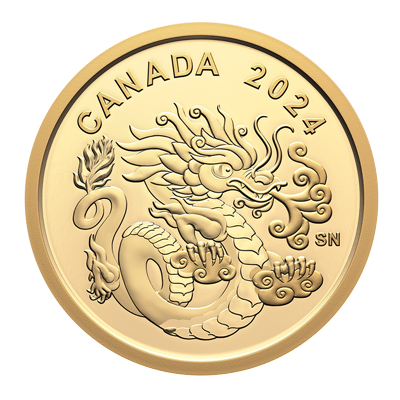 A picture of a Pièce d’or pur de 8 $ 2024 – Dragon spirituel